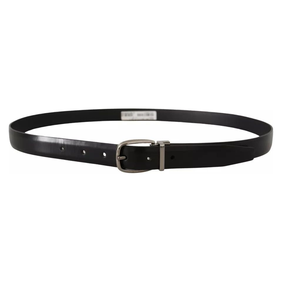 Dolce & Gabbana Black Classic Leather Chrome Metal Buckle Belt Dolce & Gabbana Dark Slate Gray