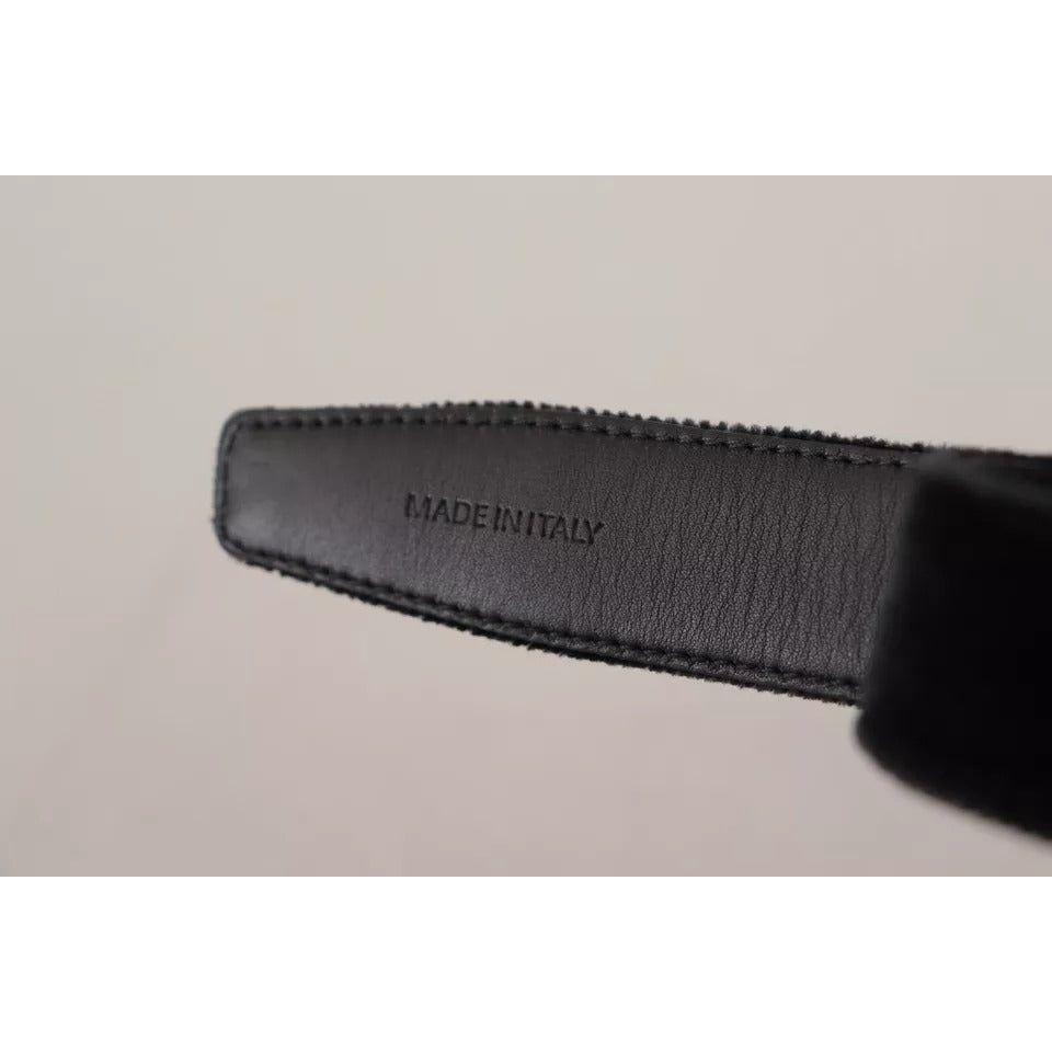 Dolce & Gabbana Black Velvet Silver Tone Metal Logo Buckle Belt Dolce & Gabbana Dark Slate Gray