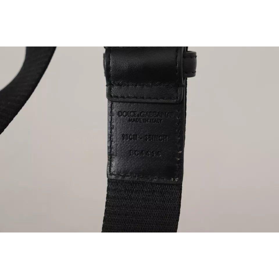 Dolce & Gabbana Blue Black Logo Print Silver Buckle Belt Dolce & Gabbana Black