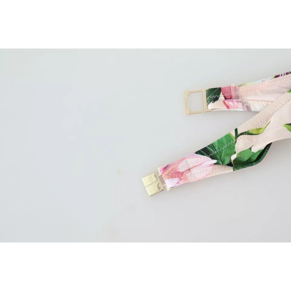 Dolce & Gabbana Pink Floral Print Swimsuit Beachwear Bikini Top Dolce & Gabbana Light Gray