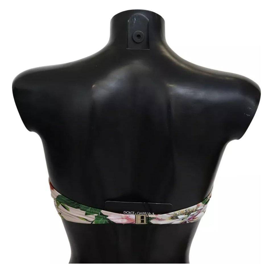 Dolce & Gabbana Pink Floral Print Swimsuit Beachwear Bikini Top Dolce & Gabbana Black