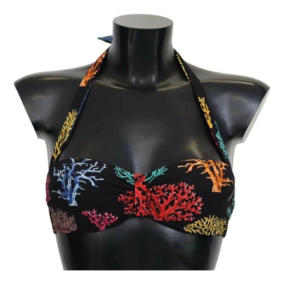 Dolce & Gabbana Black Corals Print Swimsuit Beachwear Bikini Top Dolce & Gabbana Dark Slate Gray