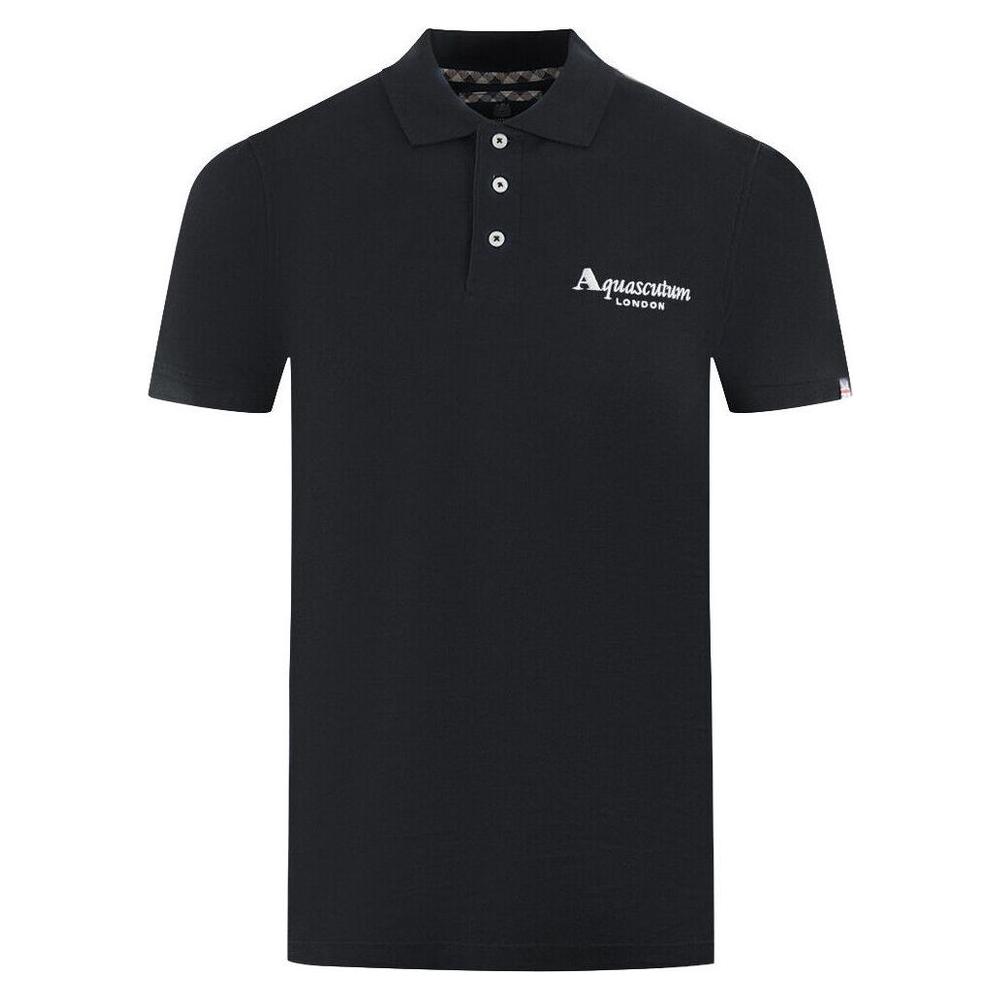 Aquascutum Elegant Contrast Logo Cotton Polo Shirt Aquascutum Black
