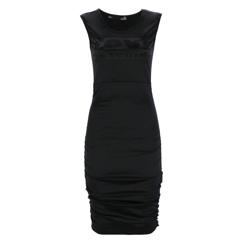 Love Moschino Chic Side-Curled Sleeveless Dress with Logo Love Moschino Black