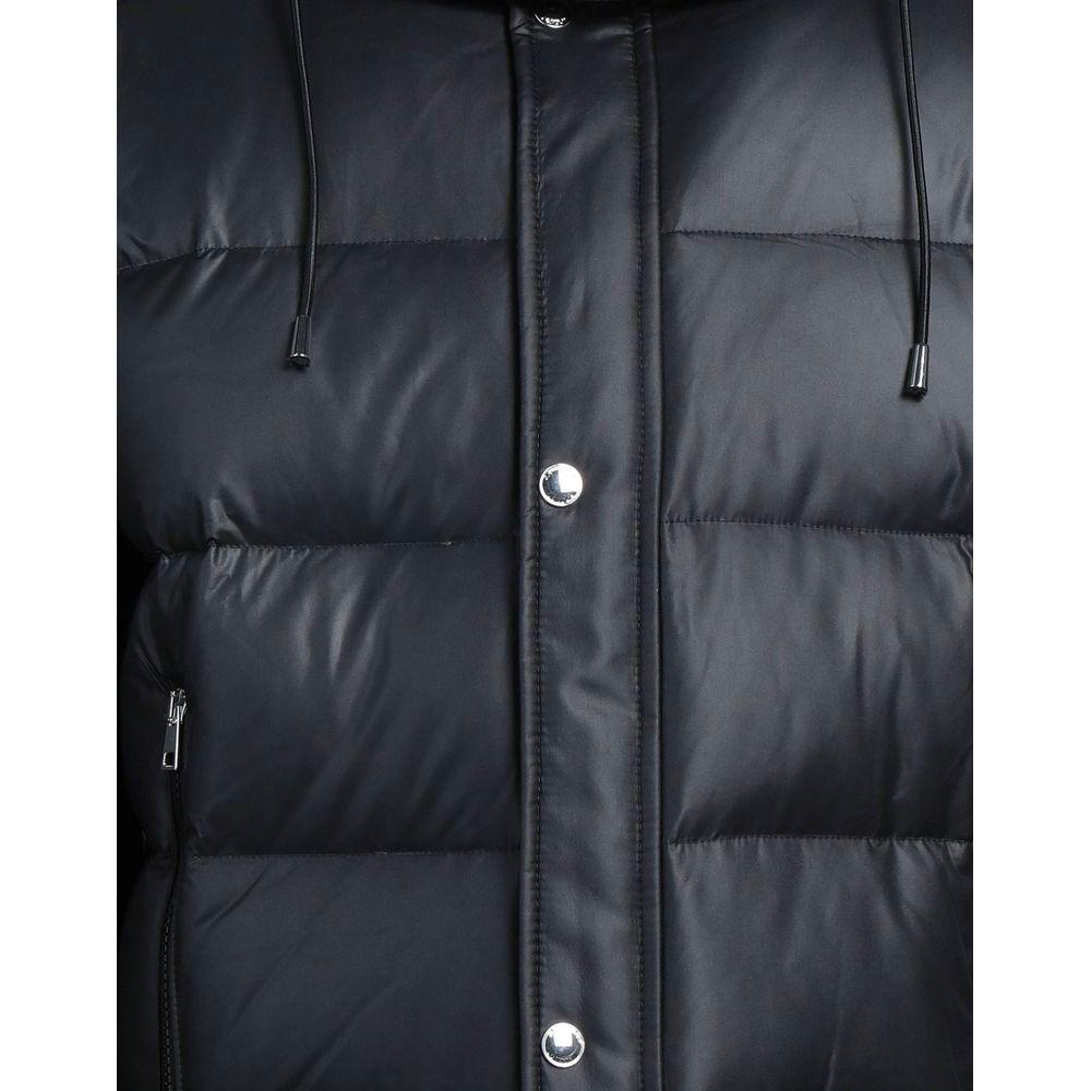 Aquascutum Black Polyester Men Jacket Aquascutum Dark Slate Gray