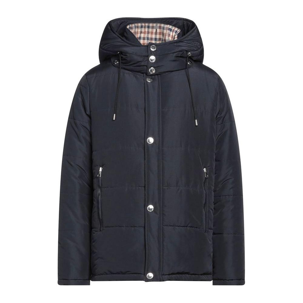 Elegant Blue Aquascutum Jacket with Removable Hood Aquascutum Dark Slate Gray