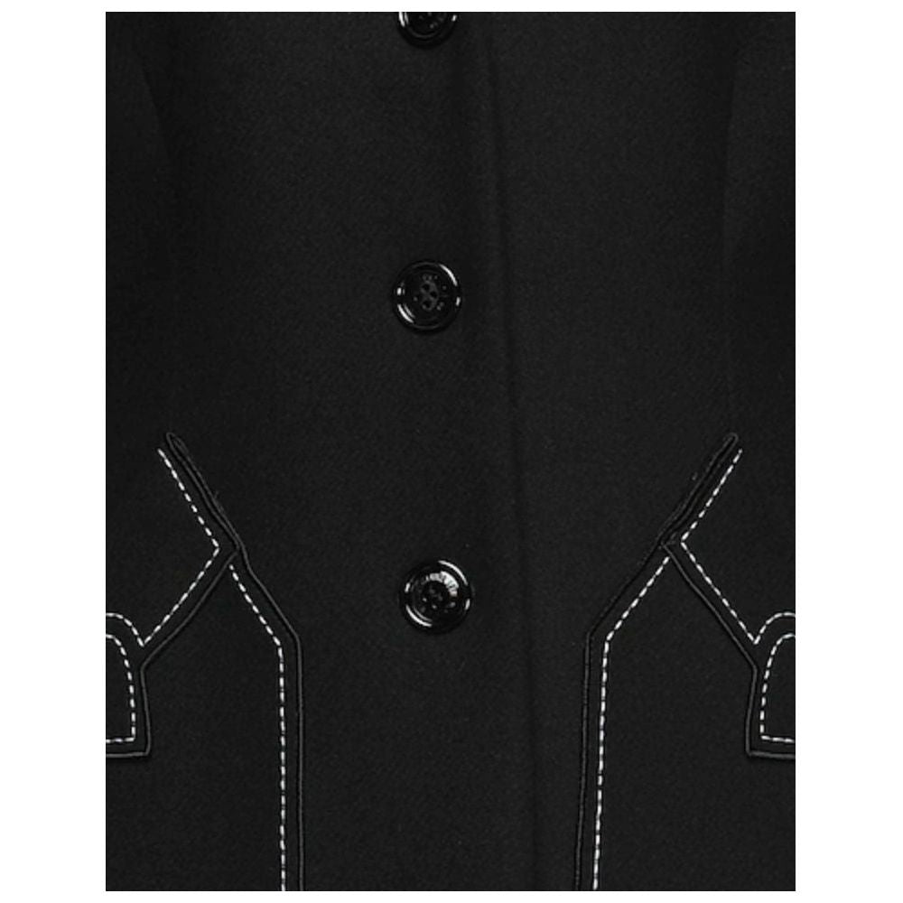 Love Moschino Black Wool Women Coat Love Moschino Black