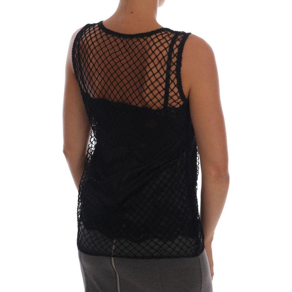 Dolce & Gabbana Elegant Black Lace Sleeveless Cami Blouse Dolce & Gabbana Black