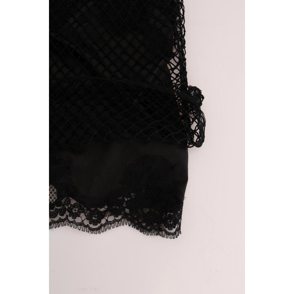 Dolce & Gabbana Elegant Black Lace Sleeveless Cami Blouse Dolce & Gabbana Light Gray