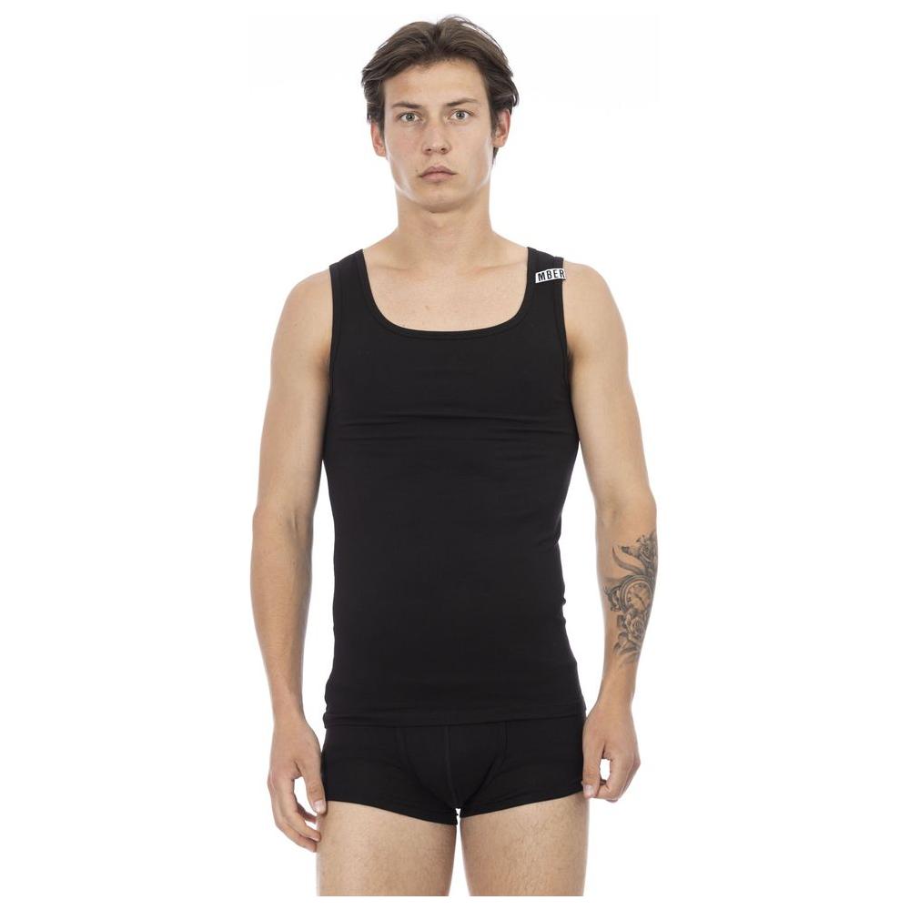 Bikkembergs Black Cotton Men's Tank Top Bikkembergs Dark Slate Gray