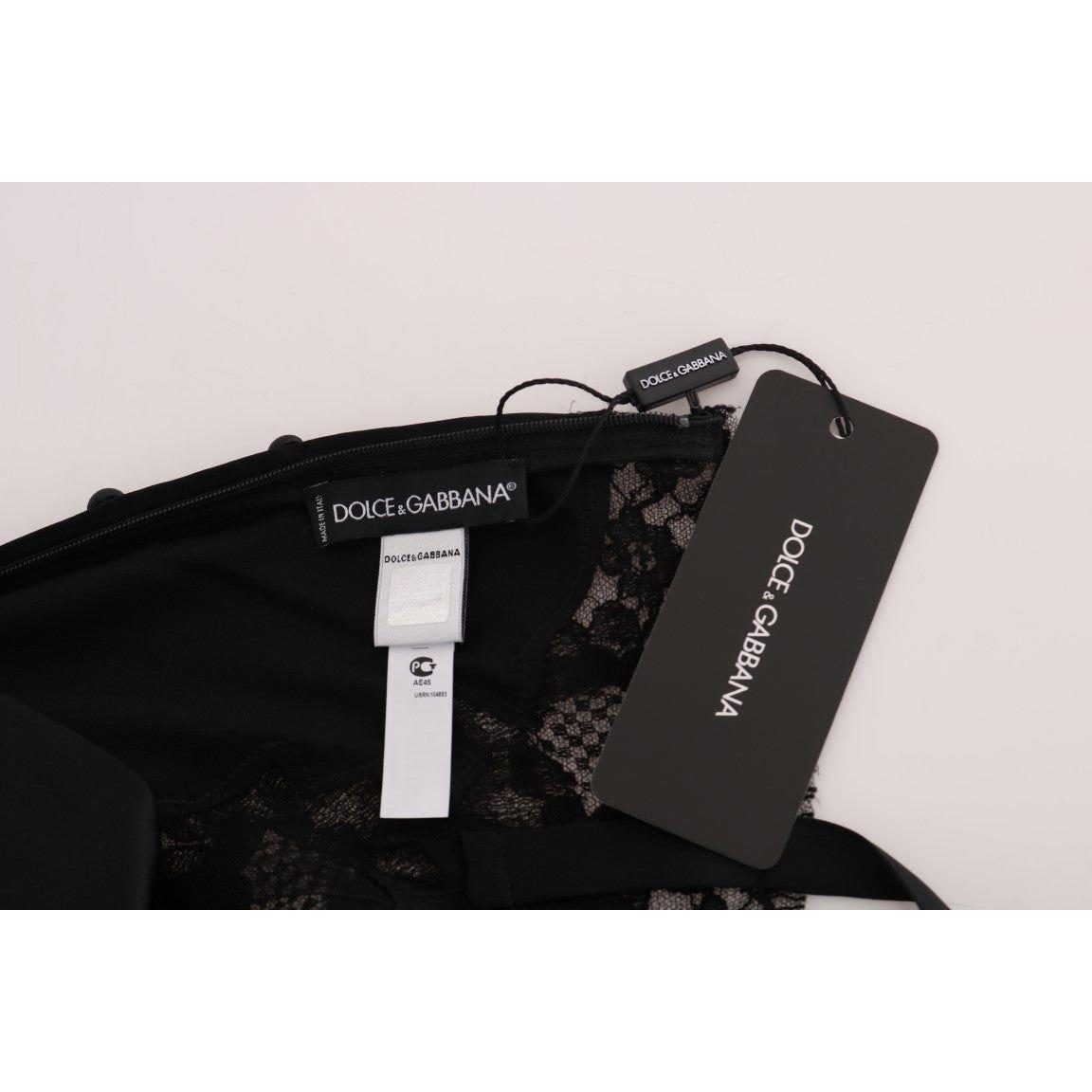 Dolce & Gabbana Silk Blend Black Lace Top Dressing Gown Dolce & Gabbana Light Gray