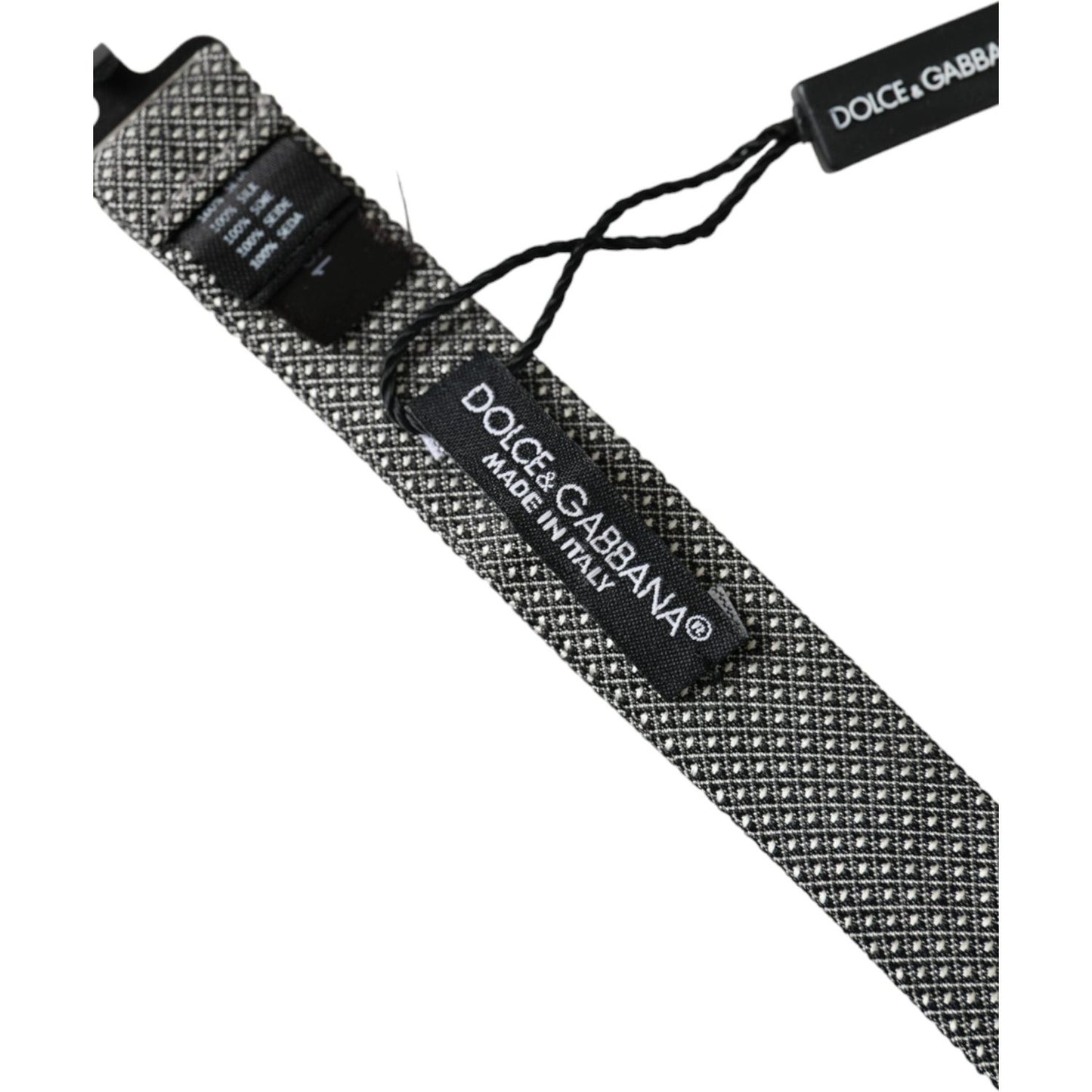 Dolce & Gabbana Gray Silk Patterned Adjustable Neck Men Papillon Bow Tie Dolce & Gabbana Dark Slate Gray