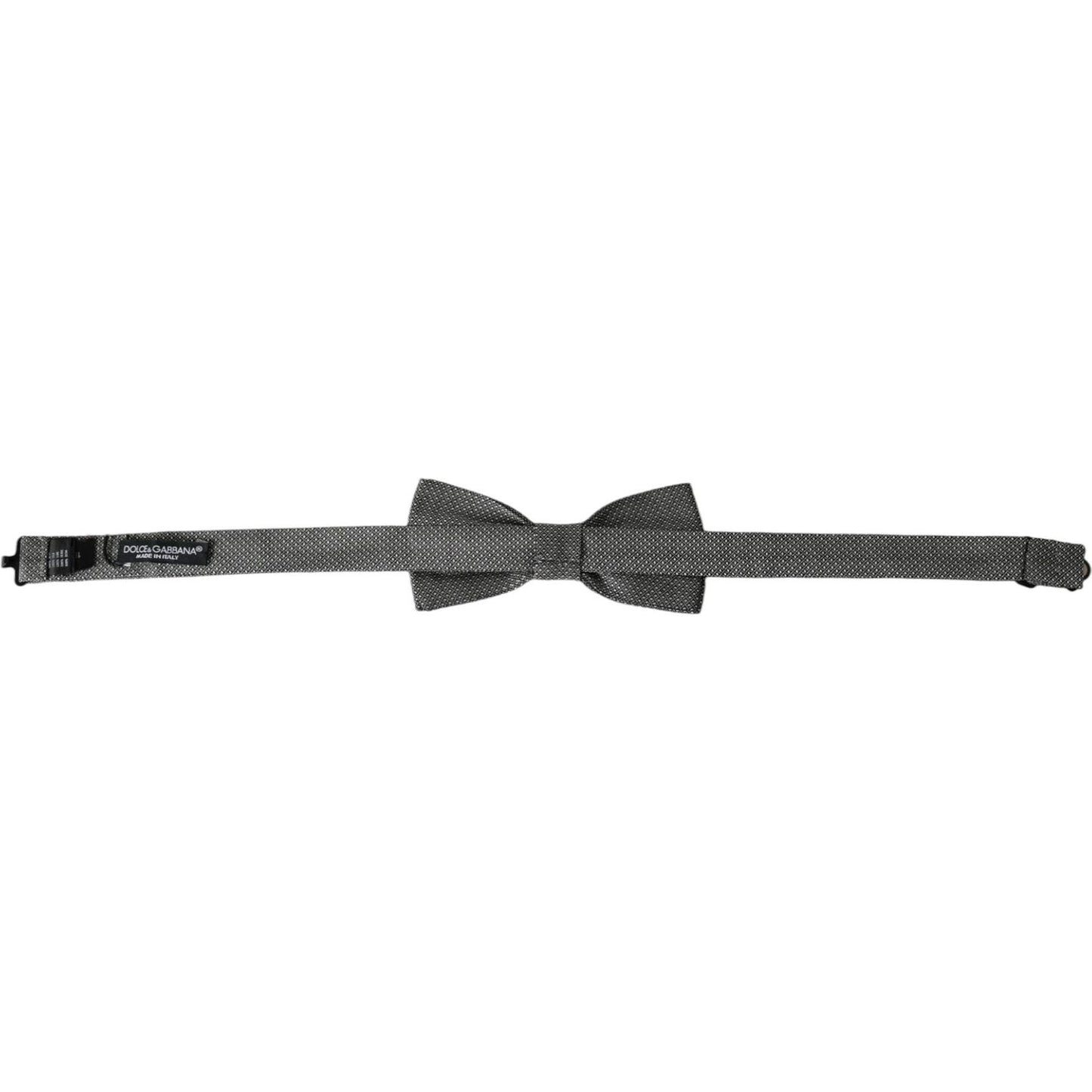 Dolce & Gabbana Gray Silk Patterned Adjustable Neck Men Papillon Bow Tie Dolce & Gabbana Dark Slate Gray