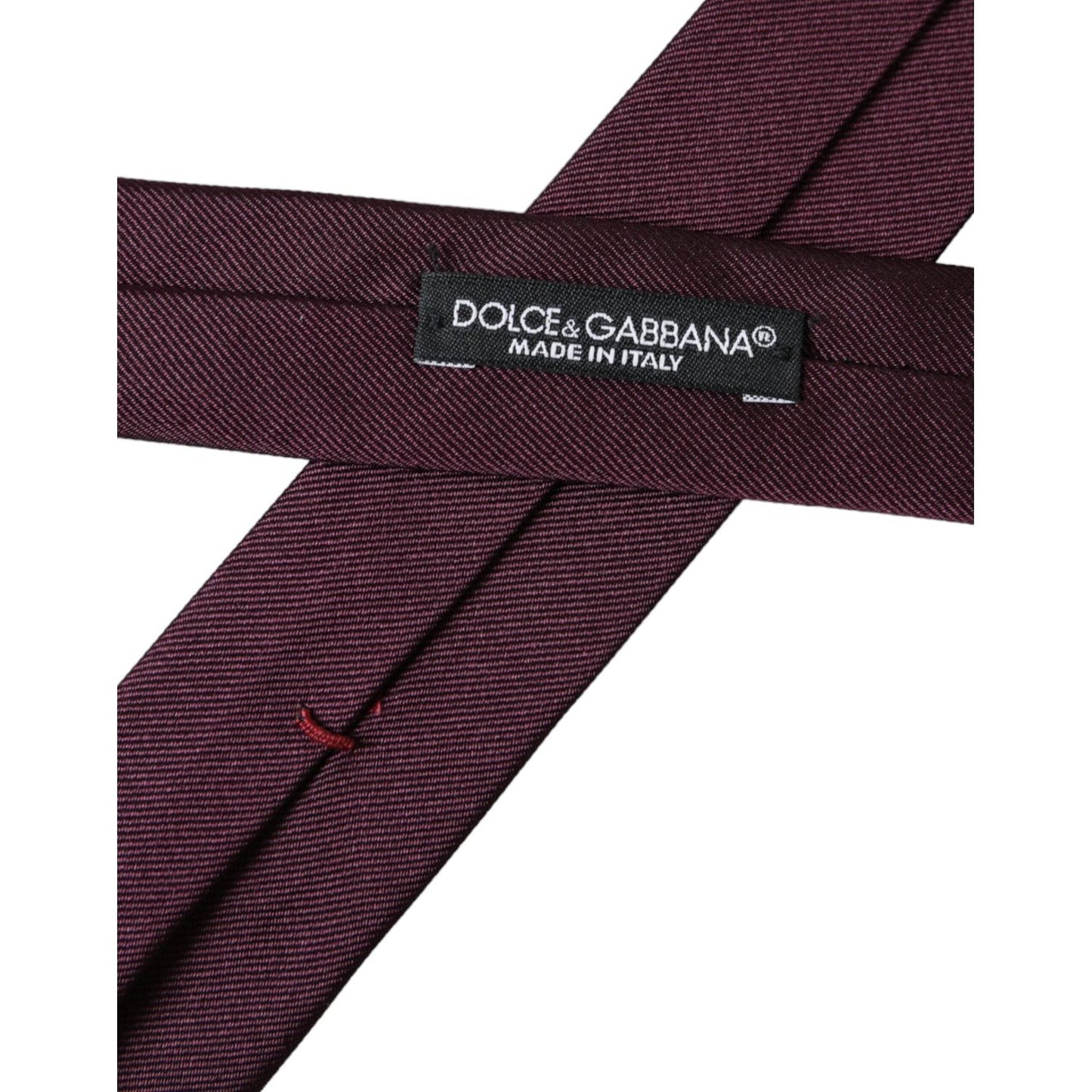 Dolce & Gabbana Bordeaux Solid 100% Silk Adjustable Men Tie KRA3324