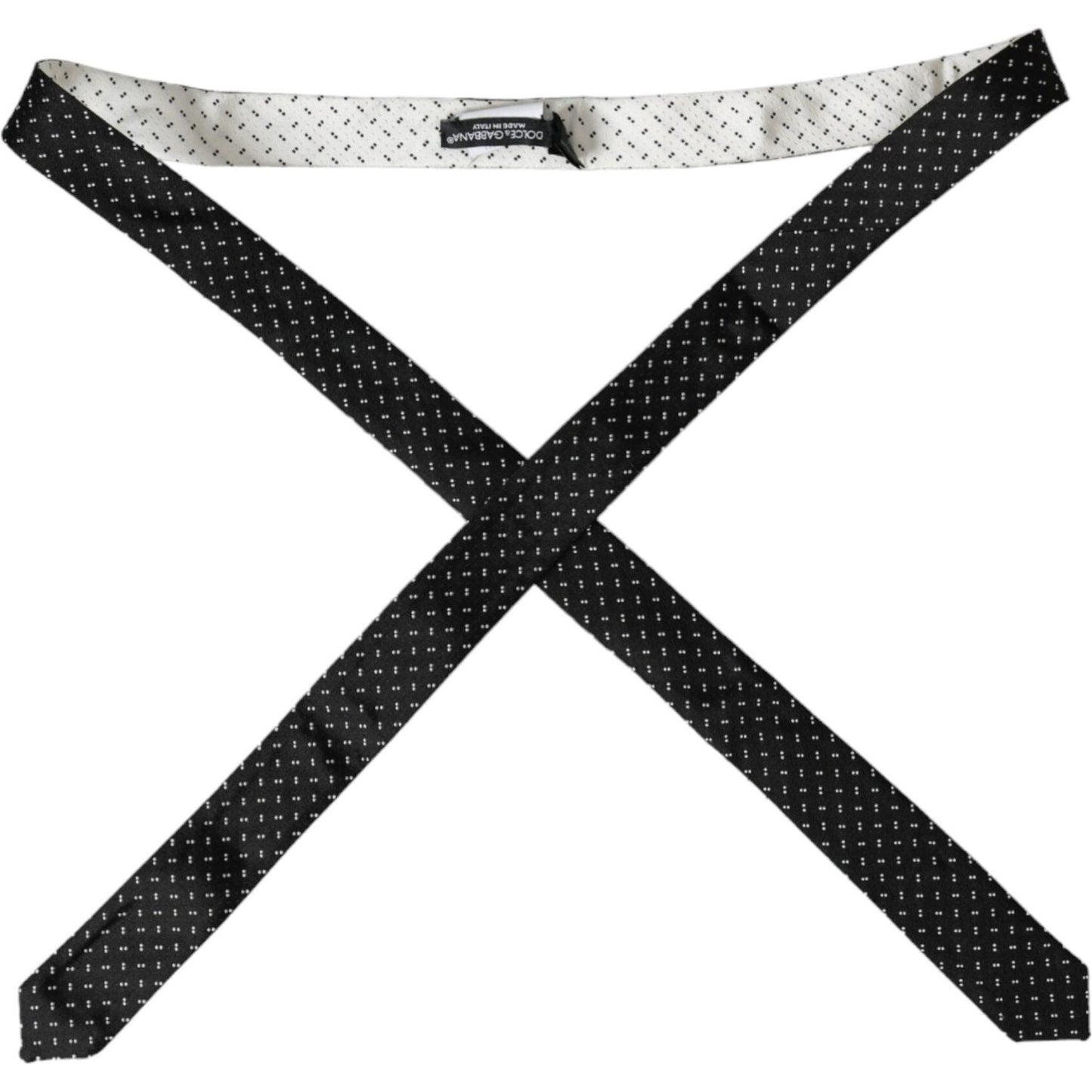 Dolce & Gabbana Black White Patterned Adjustable Tie Dolce & Gabbana Light Gray