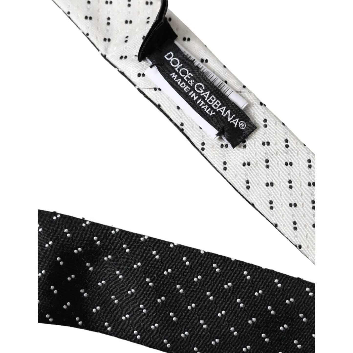 Dolce & Gabbana Black White Patterned Adjustable Tie Dolce & Gabbana Black