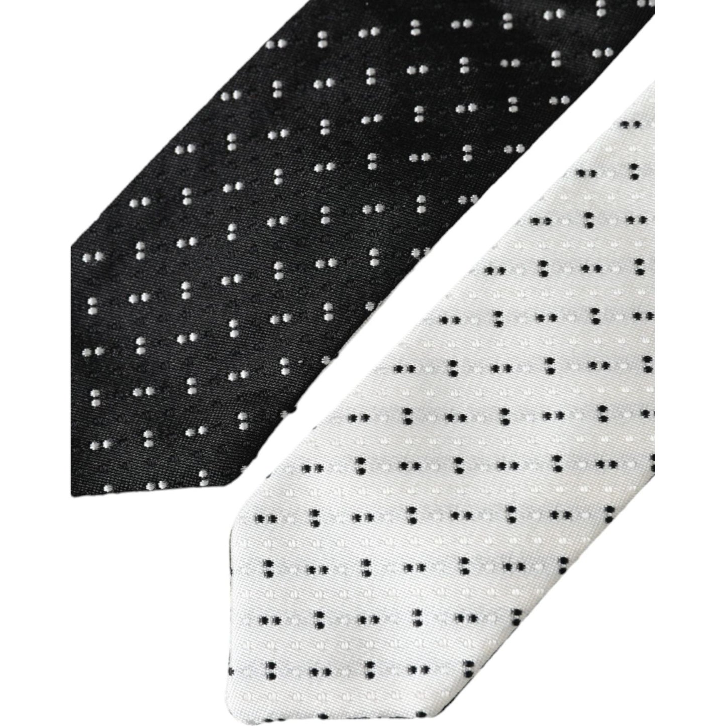 Dolce & Gabbana Black White Patterned Adjustable Tie Dolce & Gabbana Black