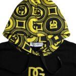 Dolce & Gabbana Black Logo Cotton Hooded Sweatshirt Sweater Dolce & Gabbana Light Goldenrod