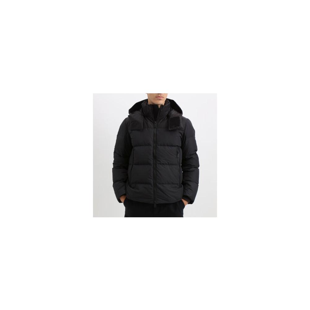 Add Black Polyester Men Jacket with Detachable Hood Add Black
