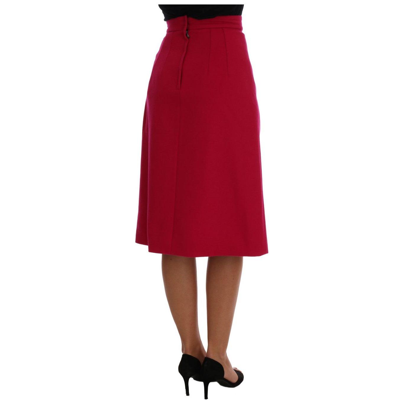 Dolce & Gabbana Elegant Pink Wool A-Line Knee-Length Skirt Dolce & Gabbana Brown