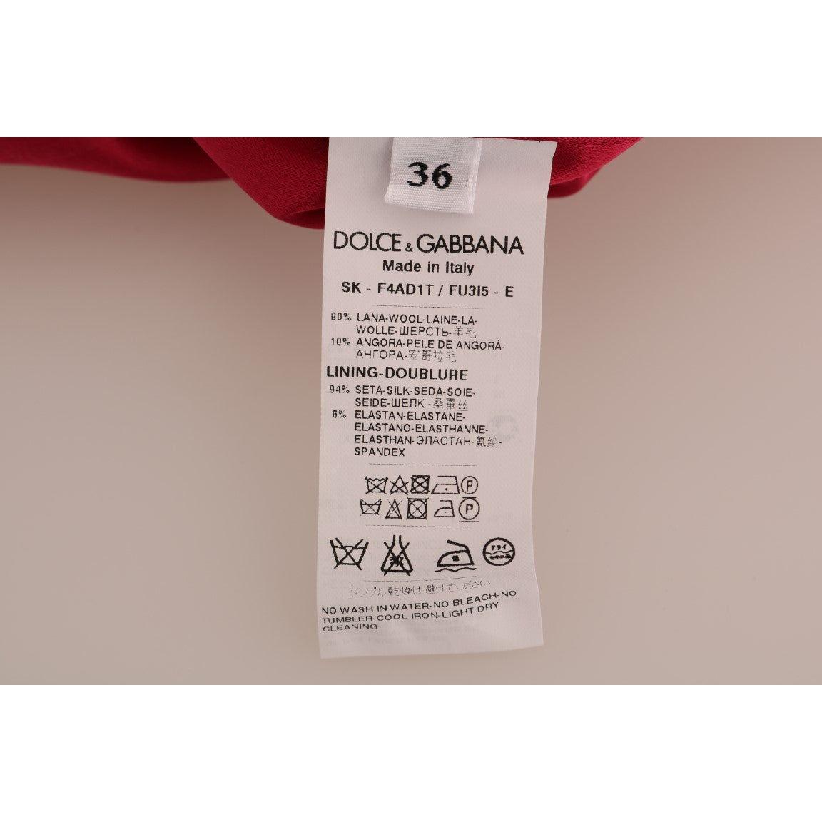 Dolce & Gabbana Elegant Pink Wool A-Line Knee-Length Skirt Dolce & Gabbana Dark Gray