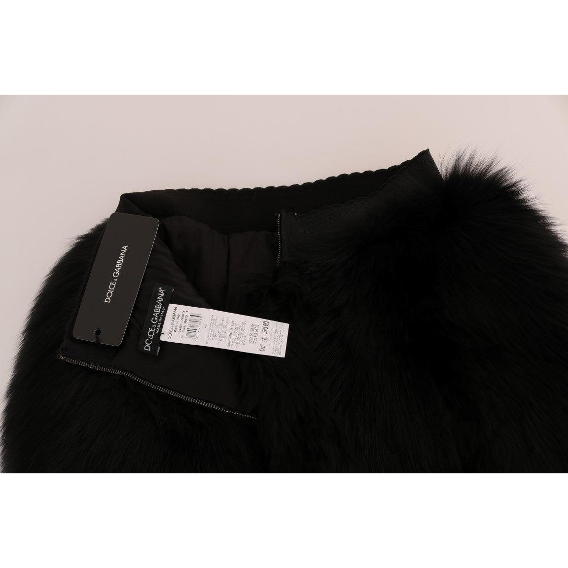 Dolce & Gabbana Elegant Black Fur Mini Shorts Hot Pants Dolce & Gabbana Black