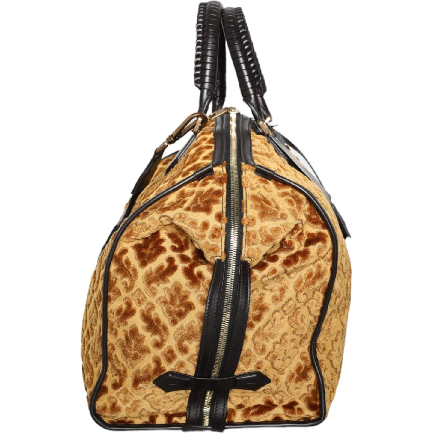 Dolce & Gabbana Beige Velvet Top Handle Shoulder Duffle Women Bag Dolce & Gabbana Dark Khaki