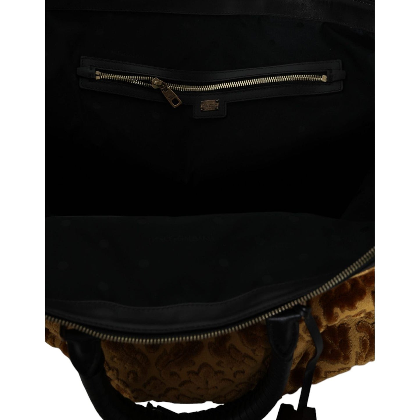 Dolce & Gabbana Beige Velvet Top Handle Shoulder Duffle Women Bag Dolce & Gabbana Black