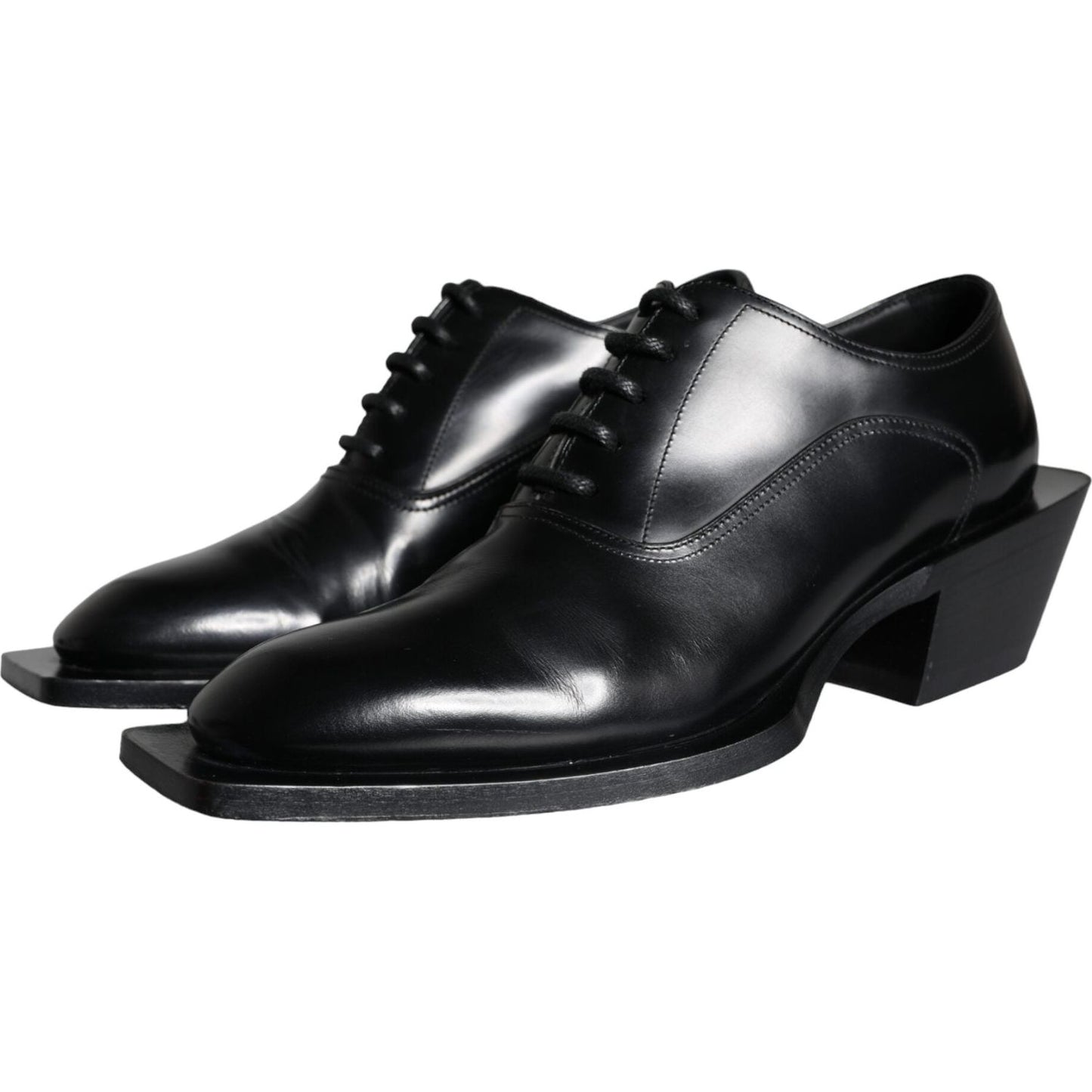 Dolce & Gabbana Black Calfskin Leather Derby Dress Men Shoes Dolce & Gabbana Black