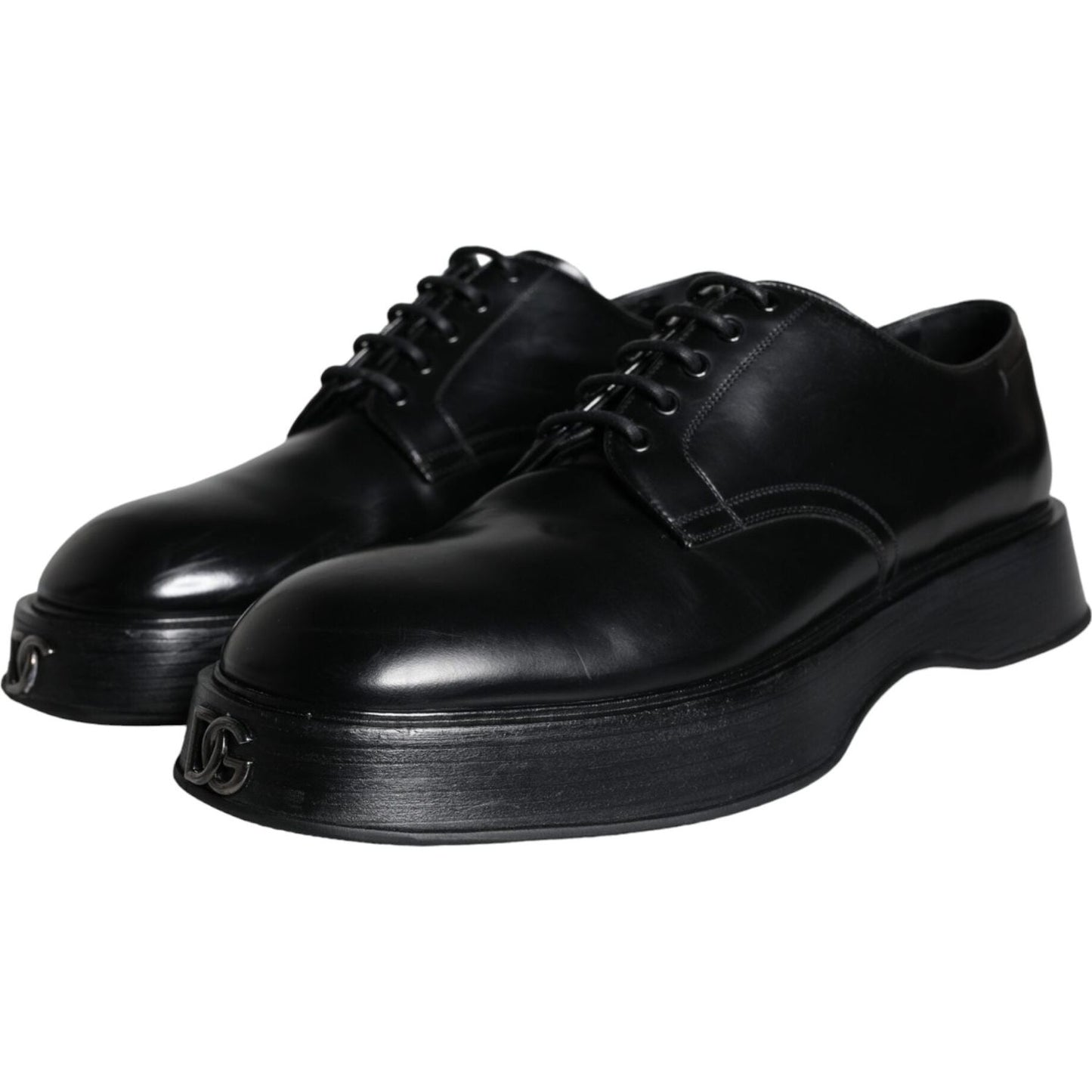 Dolce & Gabbana Black Calf Leather Derby Formal Dress Shoes Dolce & Gabbana Black