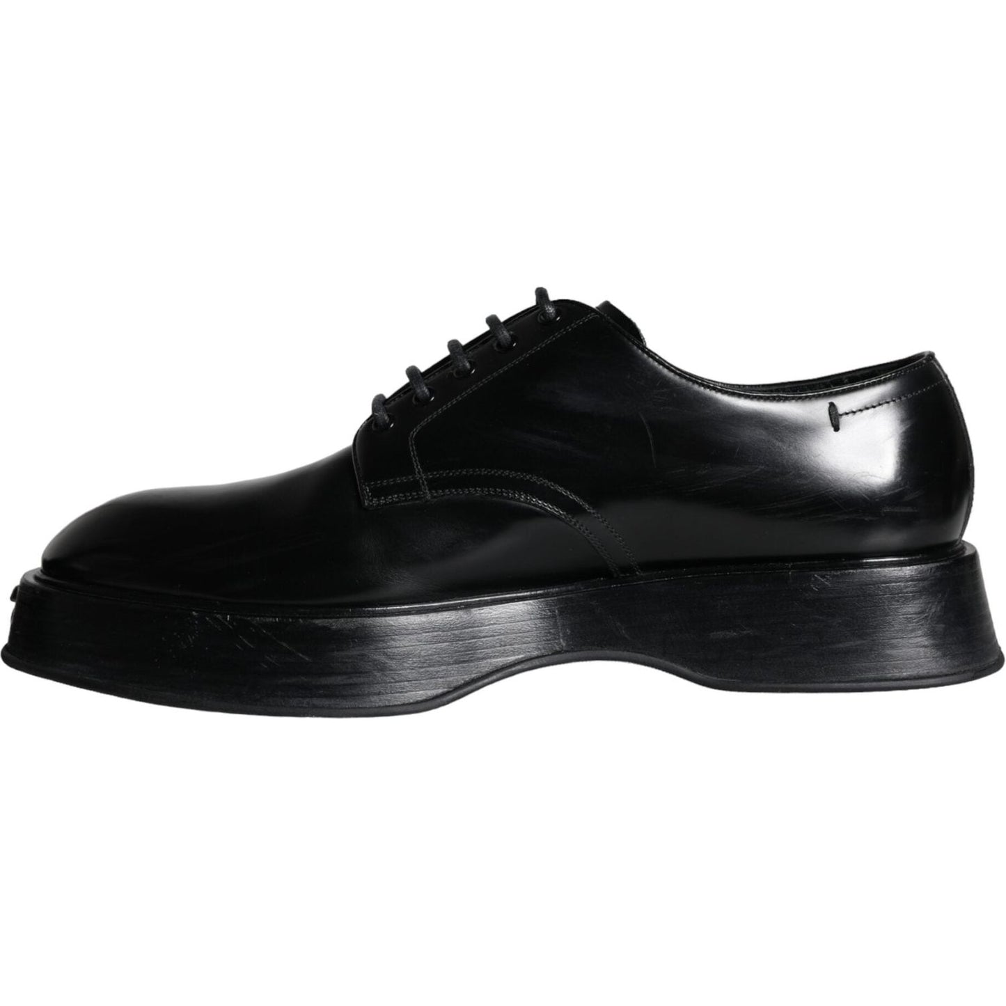 Dolce & Gabbana Black Calf Leather Derby Formal Dress Shoes Dolce & Gabbana Black