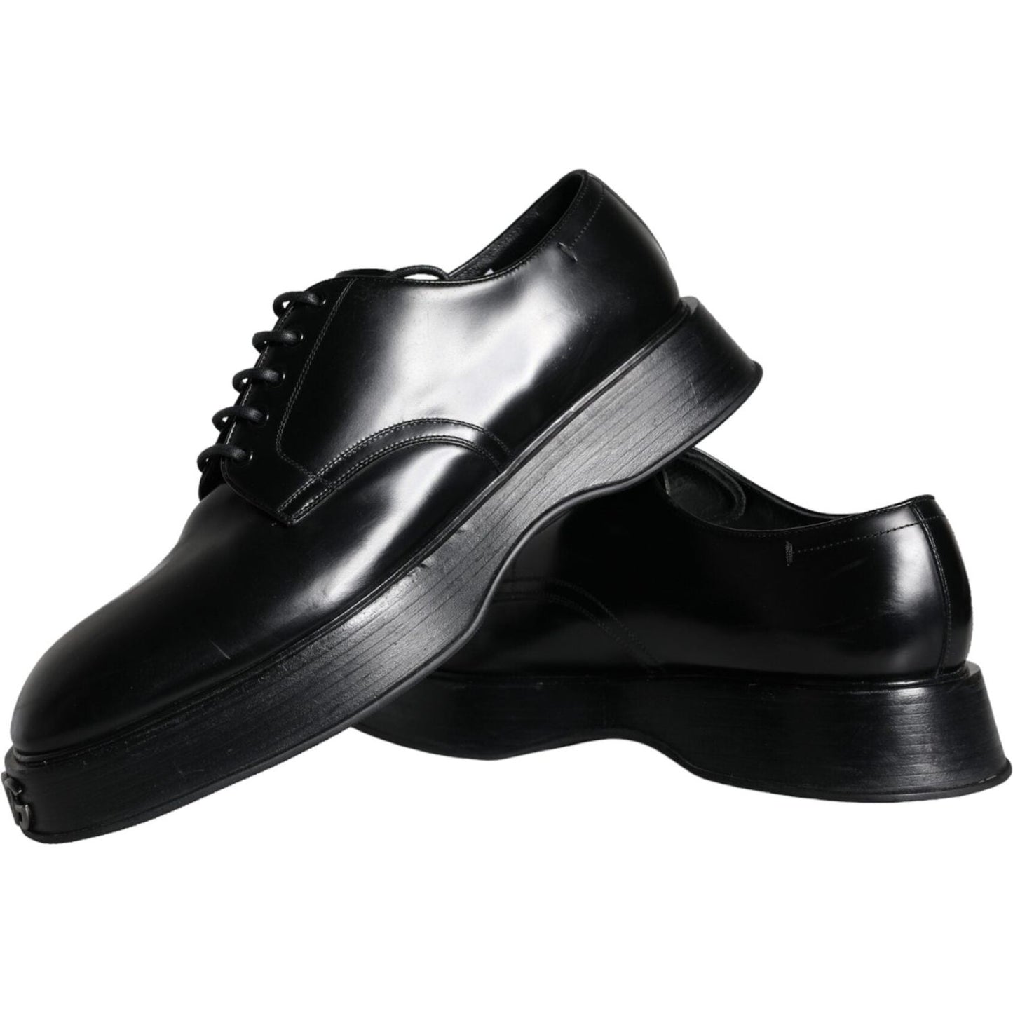Dolce & Gabbana Black Calf Leather Derby Formal Dress Shoes Dolce & Gabbana Black