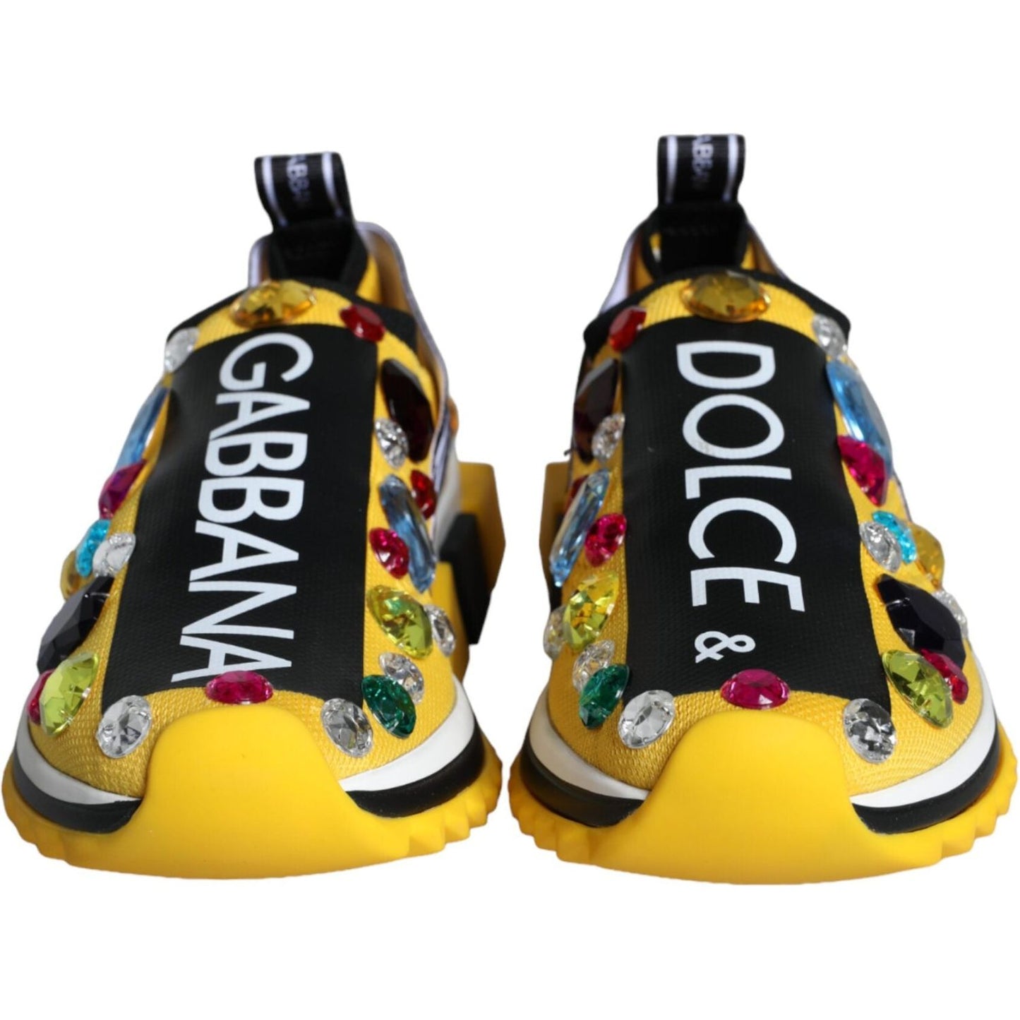 Dolce & Gabbana Yellow Sorrento Crystals Sneakers Womens Shoes Dolce & Gabbana Light Goldenrod