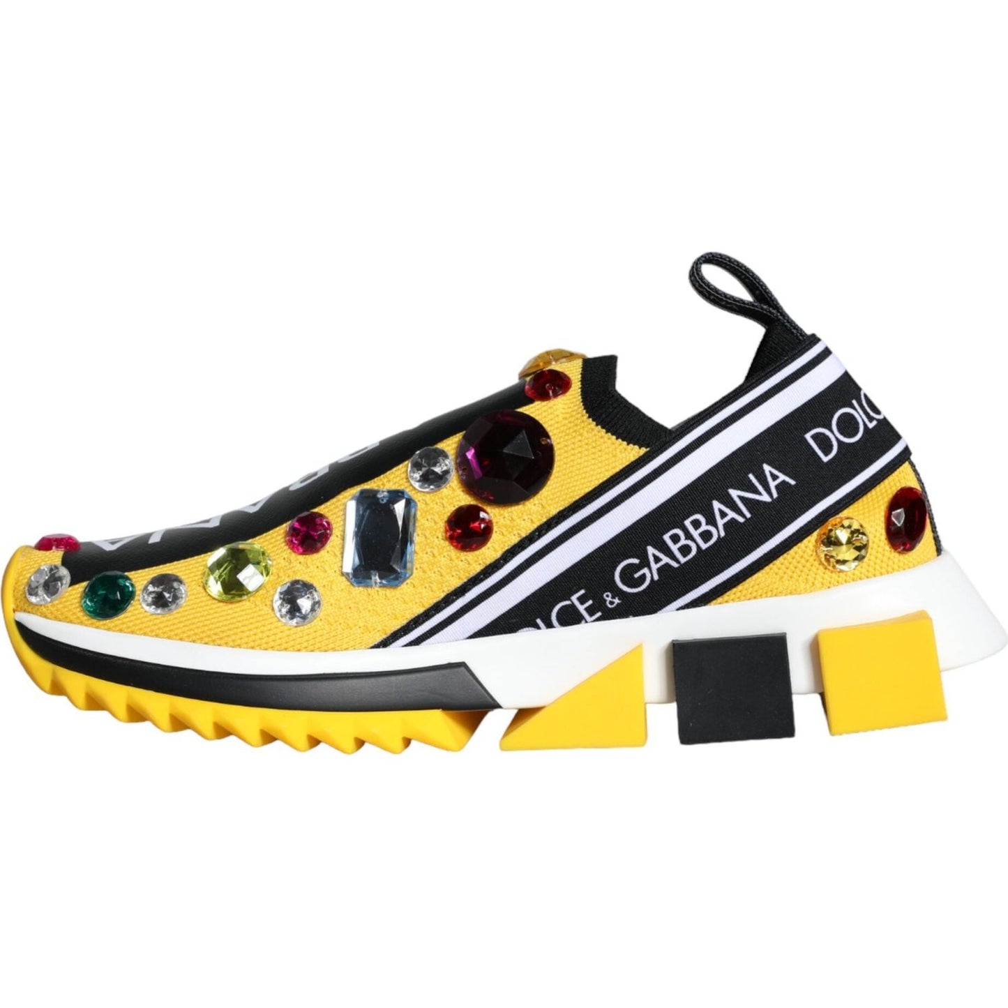 Dolce & Gabbana Yellow Sorrento Crystals Sneakers Womens Shoes Dolce & Gabbana Sandy Brown