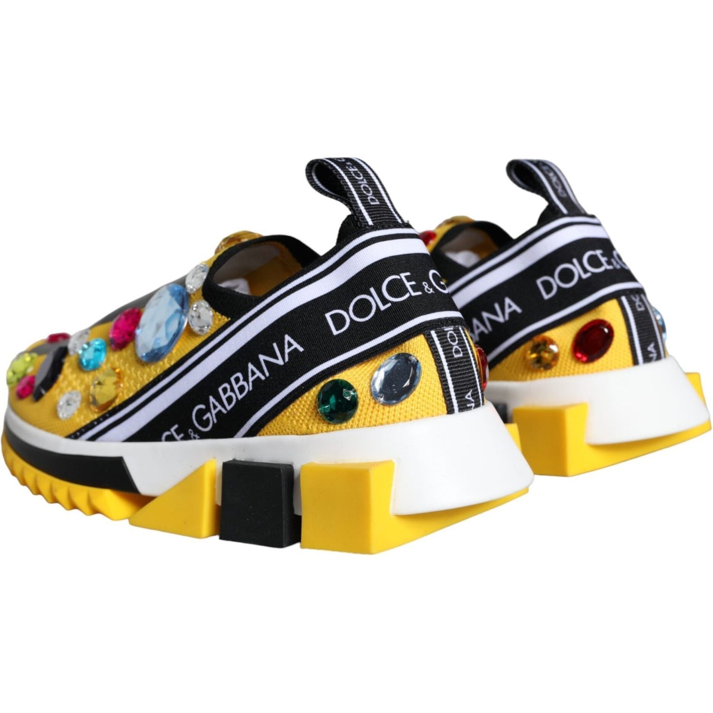 Dolce & Gabbana Yellow Sorrento Crystals Sneakers Womens Shoes Dolce & Gabbana Light Gray