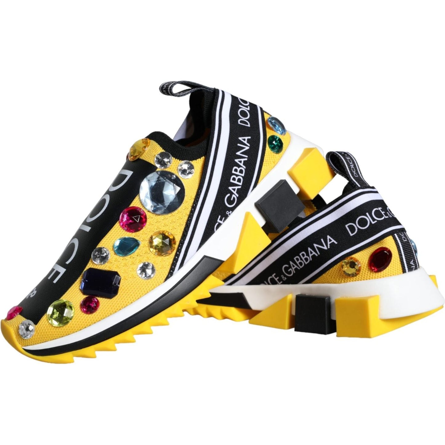 Dolce & Gabbana Yellow Sorrento Crystals Sneakers Womens Shoes Dolce & Gabbana Dark Khaki