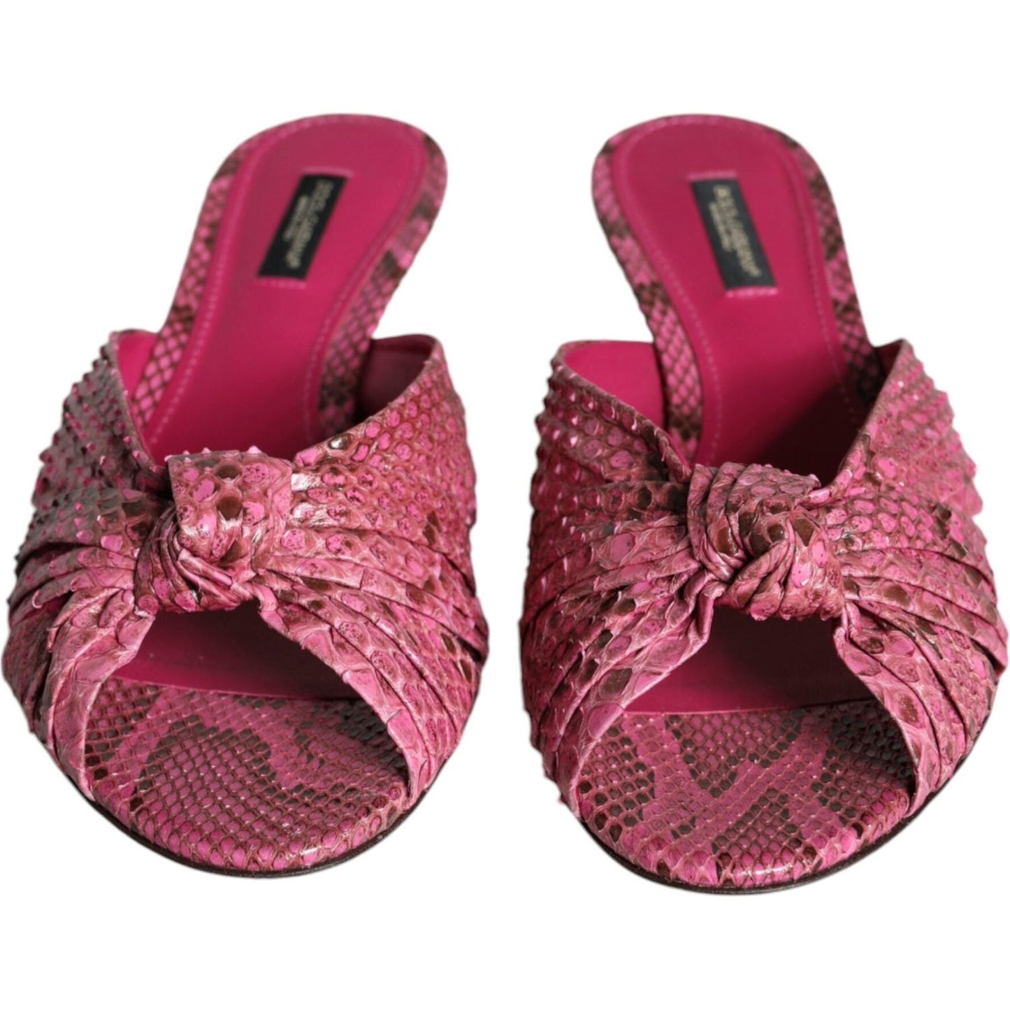 Dolce & Gabbana Pink Python Leather Kitten Heels Slides Shoes Dolce & Gabbana Maroon