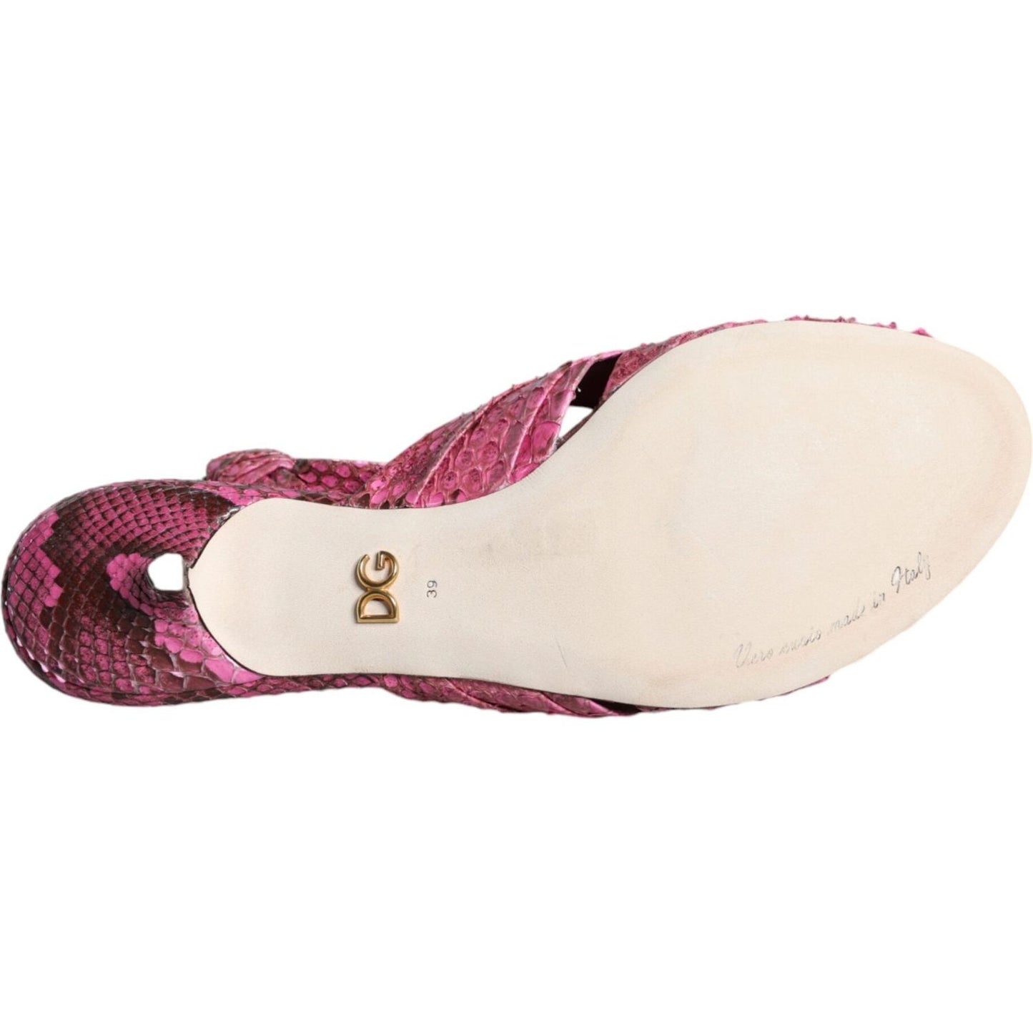 Dolce & Gabbana Pink Python Leather Kitten Heels Slides Shoes Dolce & Gabbana Sienna
