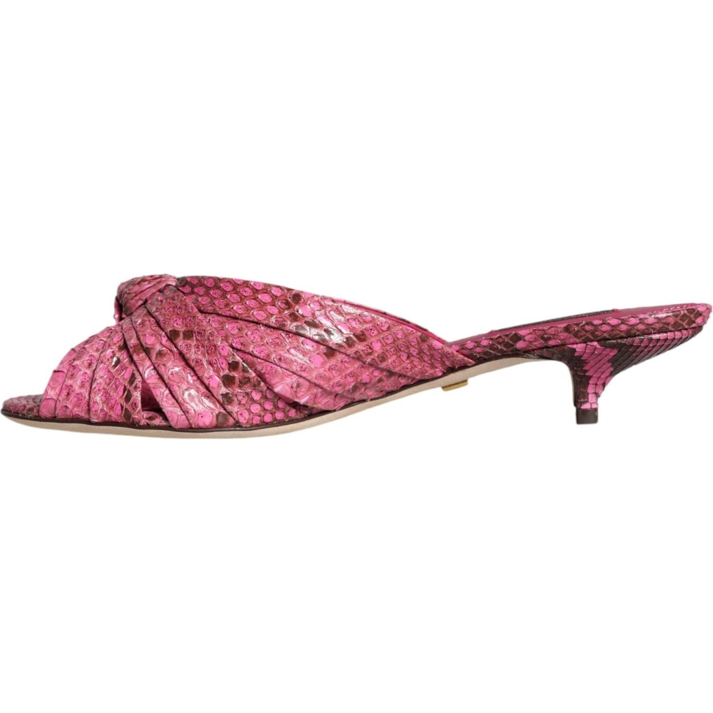 Dolce & Gabbana Pink Python Leather Kitten Heels Slides Shoes Dolce & Gabbana Maroon