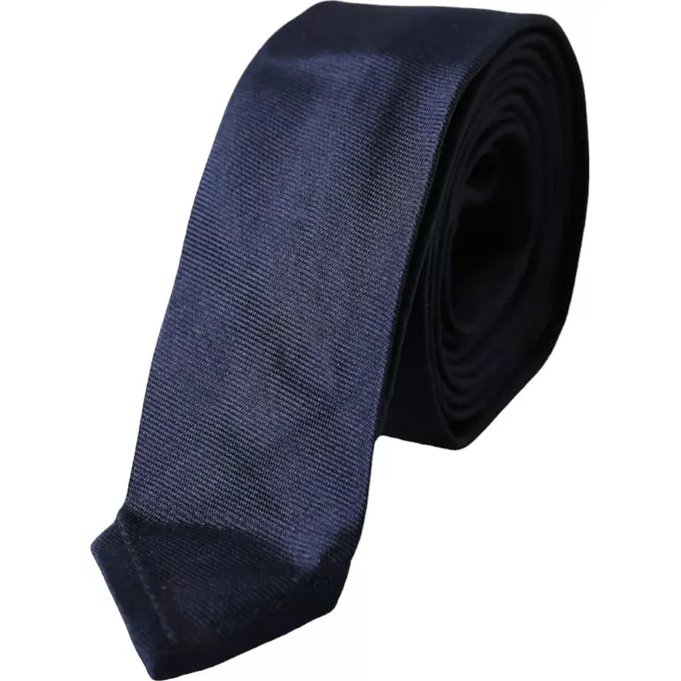 Dolce & Gabbana Dark Blue Silk Skinny Adjustable Tie Dolce & Gabbana Dark Slate Gray