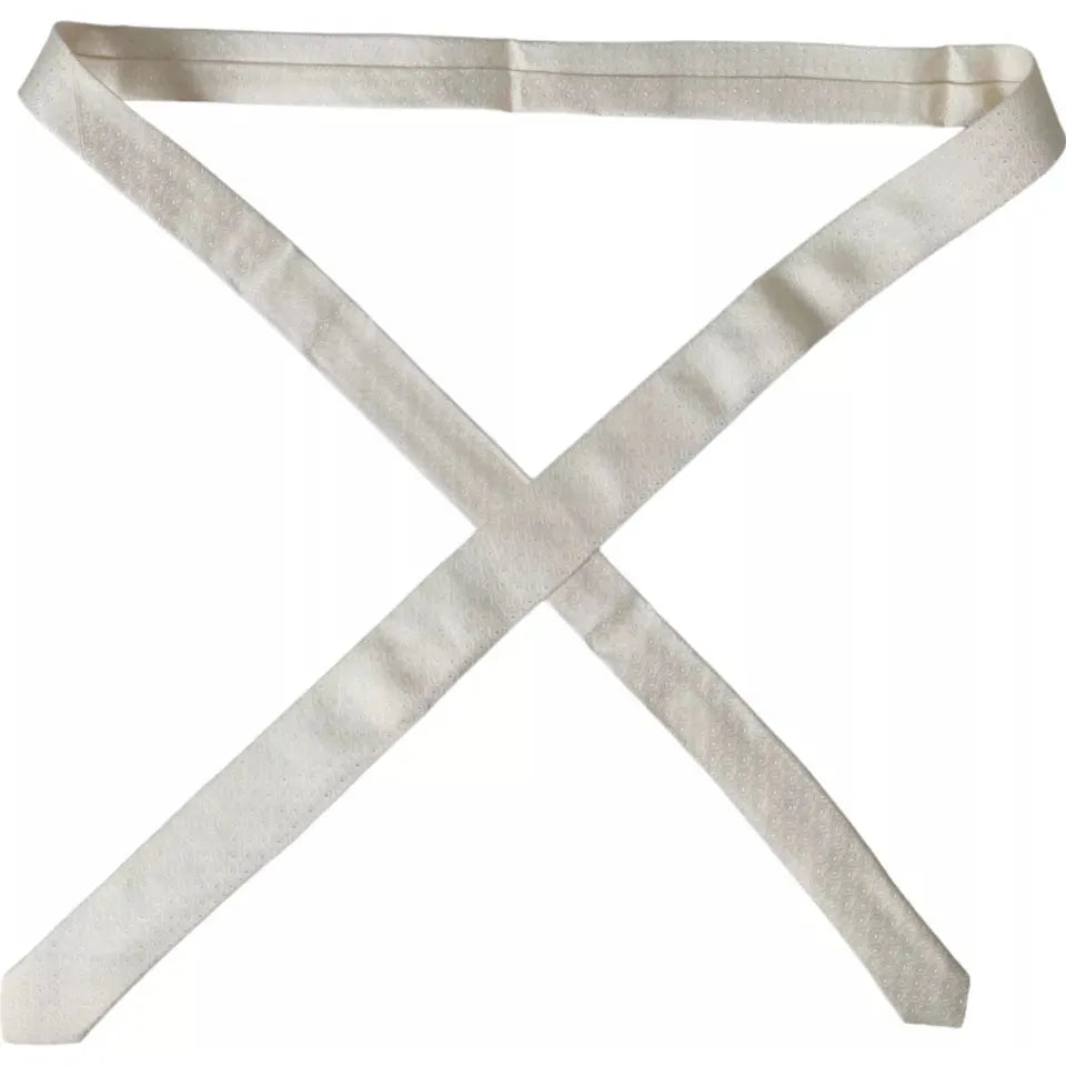 Dolce & Gabbana Off White Patterned Silk Adjustable Men Tie Dolce & Gabbana Gray