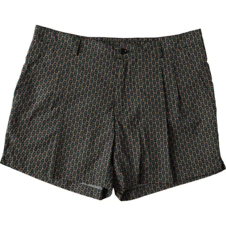 Dolce & Gabbana Brown Patterned Beachwear Swim Shorts Swimwear Dolce & Gabbana Dark Slate Gray