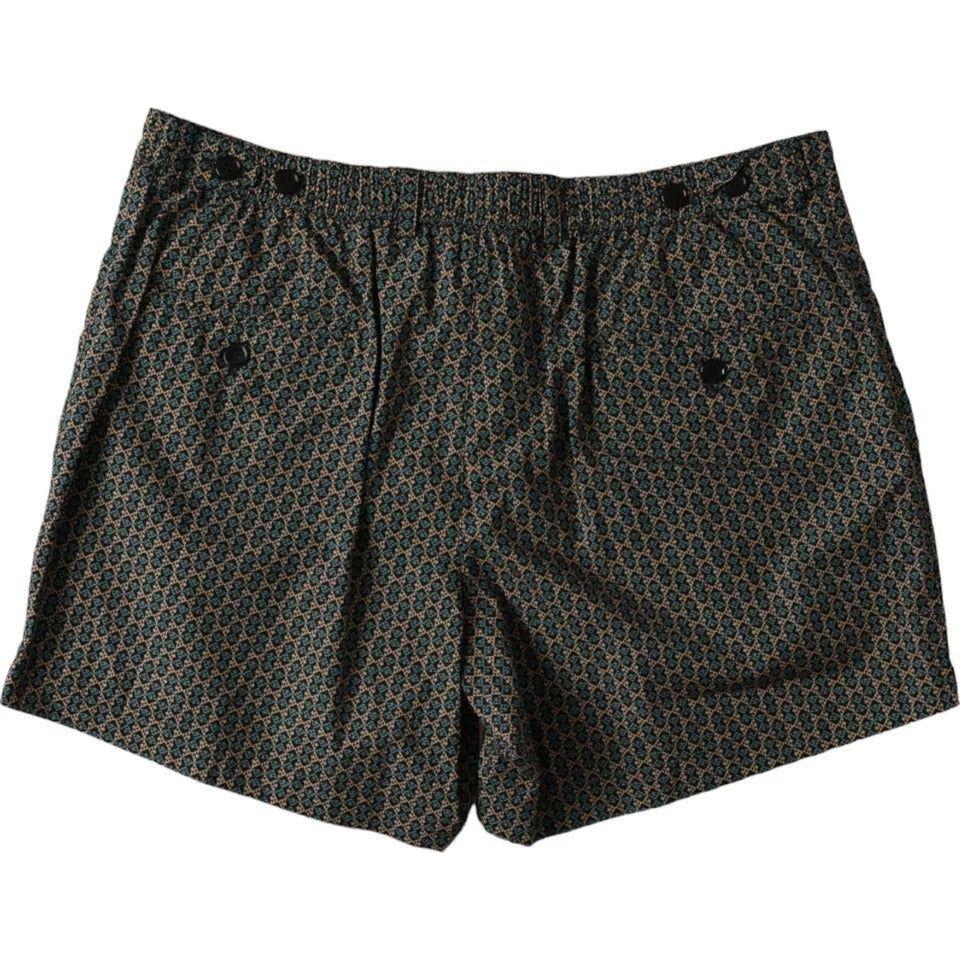 Dolce & Gabbana Brown Patterned Beachwear Swim Shorts Swimwear Dolce & Gabbana Dark Slate Gray