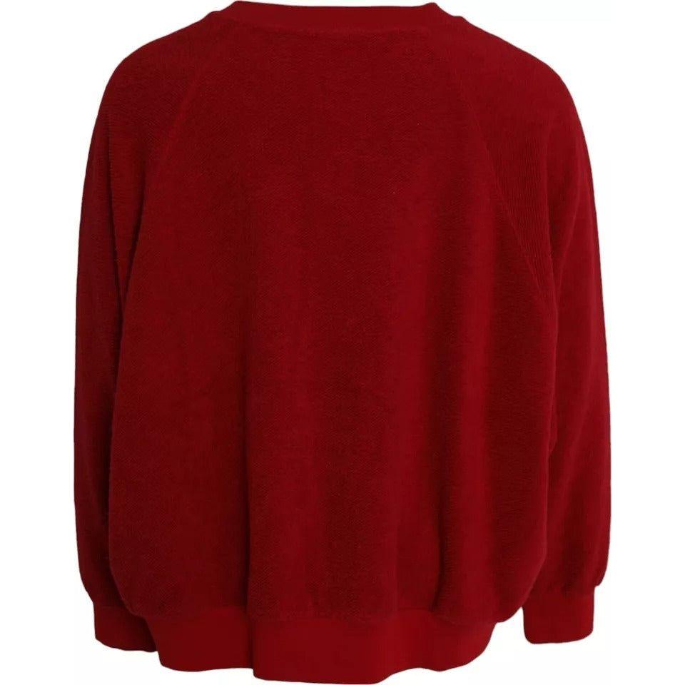 Dolce & Gabbana Red Logo Cotton Crew Neck Pullover Sweater Dolce & Gabbana Dark Red
