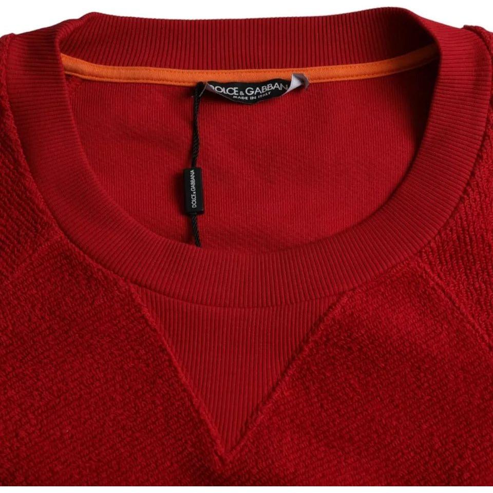 Dolce & Gabbana Red Logo Cotton Crew Neck Pullover Sweater Dolce & Gabbana Dark Red