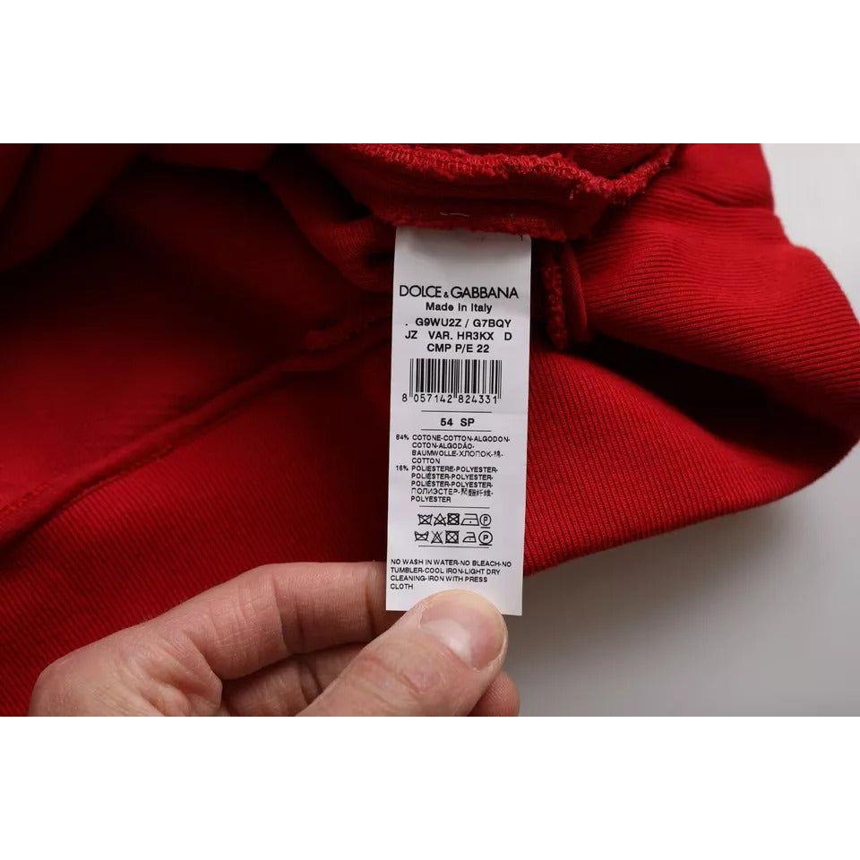 Dolce & Gabbana Red Logo Cotton Crew Neck Pullover Sweater Dolce & Gabbana Dark Red