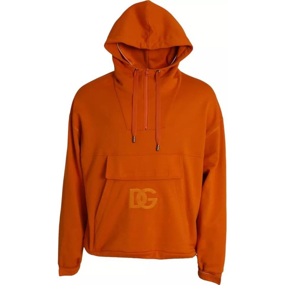 Dolce & Gabbana Orange Hooded Pullover Sweatshirt Sweater Dolce & Gabbana Firebrick