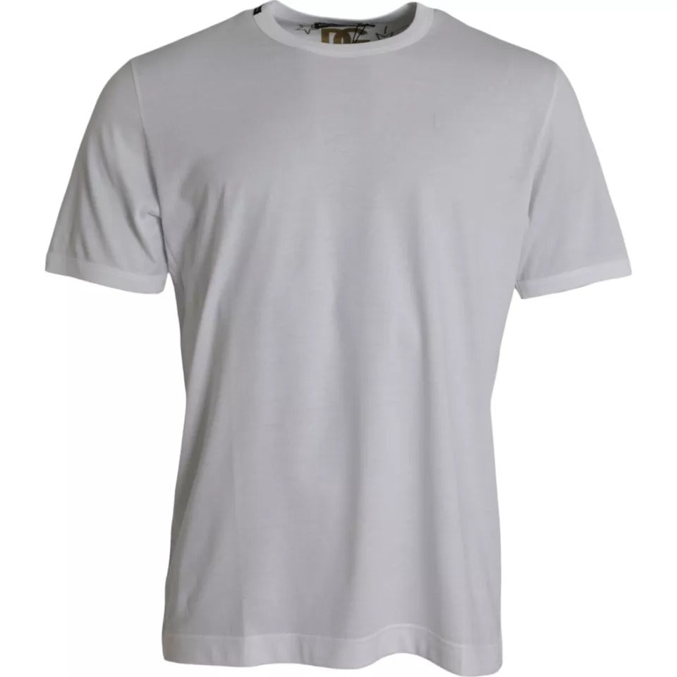 Dolce & Gabbana White Cotton Round Neck Short Sleeves T-shirt TSH86523-46