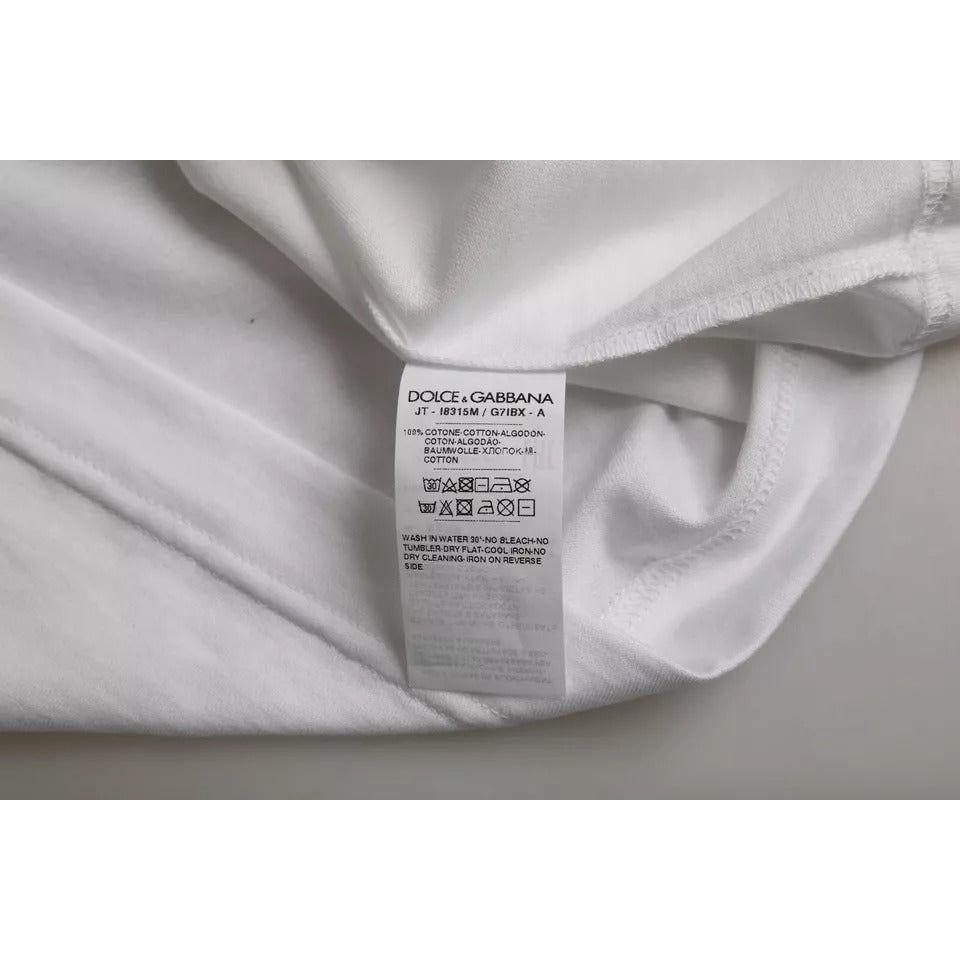 Dolce & Gabbana White Cotton Round Neck Short Sleeves T-shirt TSH86523-46