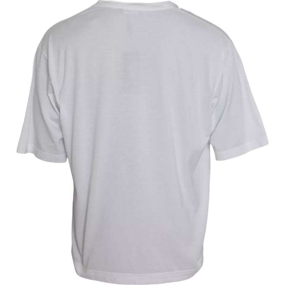 Dolce & Gabbana White Cotton Round Neck Short Sleeve T-shirt TSH86325-60